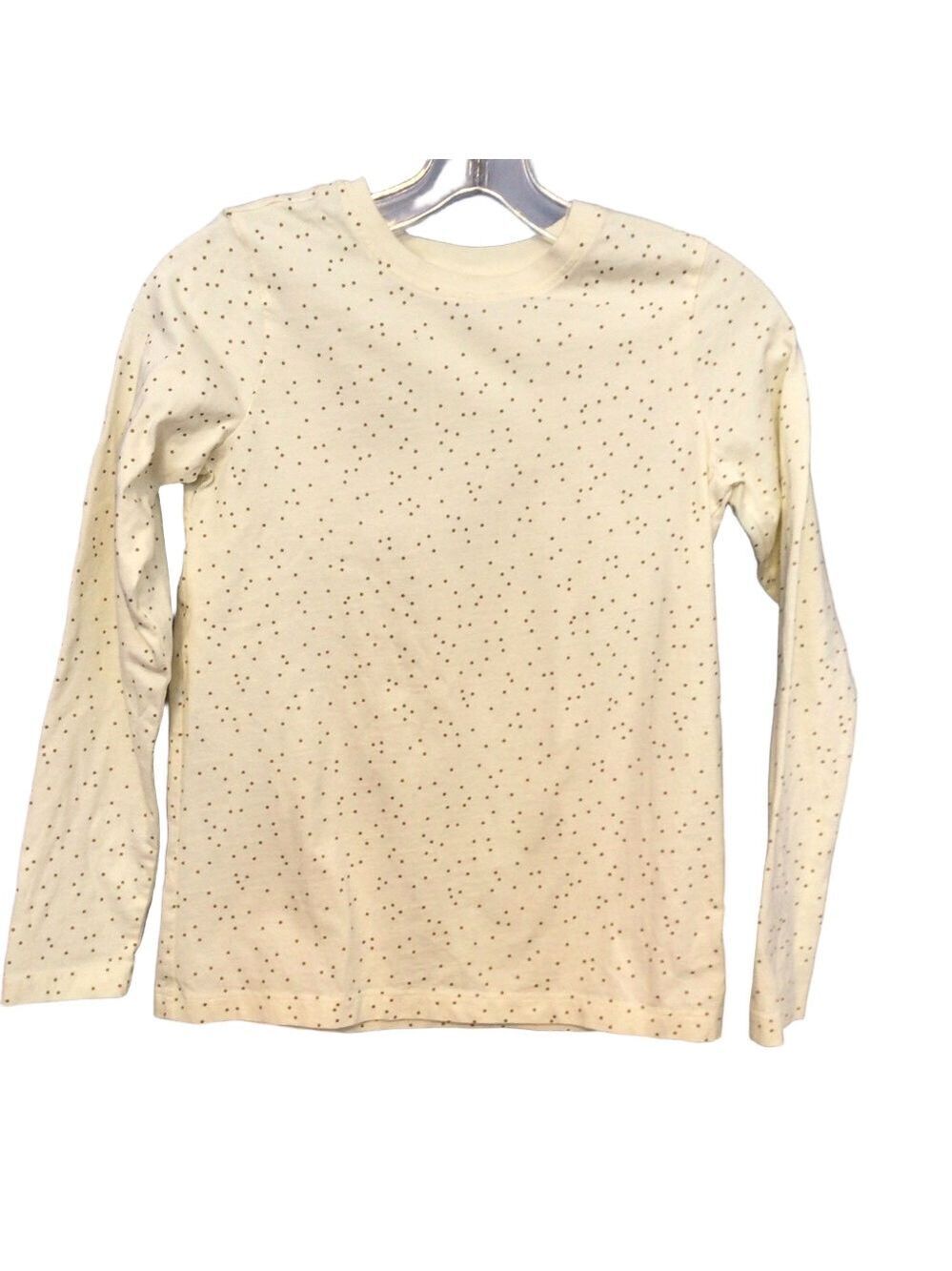 Hanna Andersson Cream Gold Polka Dot Long Sleeve Kids Tee – Size 12